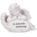 Engel an Stein liegend mit Inschrift In liebevoller Erinnerung
