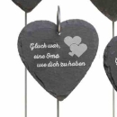 Schieferherz mit Stab Trauerspruch Oma
