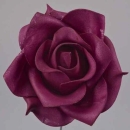 Kunstblumen Deko Rosen, Farbe pflaume mit Drahtstiel. D 9cm