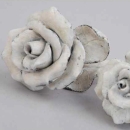 Deko Rosenblüte am Stiel, Rose altweiß, D6,5cm, L15cm