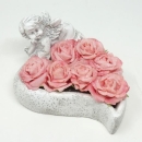 Fertiges Gesteck Engel mit Rosen