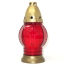 Glas Grablicht Rot inklusive Kerze, 21cm