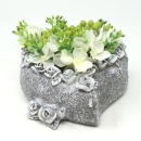 Grabgesteck Herz mit Rosen und Hortensien