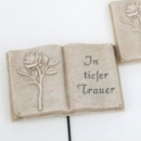 Trauerbuch In tiefer Trauer mit Stecker, kleines Buch mit Rose