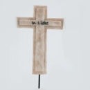 Deko Kreuz mit Gravur Inschrift In Liebe, Kreuz mit Stick