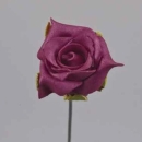 Deko Blumen pflaume, Rosen Kunstblumen mit Stiel. 3,5cm. 10 Stück