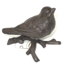 Vogel Figur auf Ast, Gussmetall, 12cm